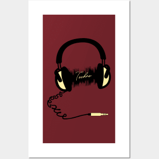 Headphone Audio Wave - Techno Posters and Art